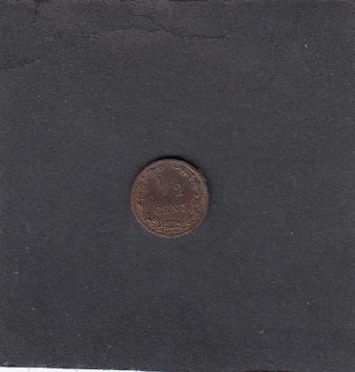 Beschrijving: 1/2 Cent WILHELMINA